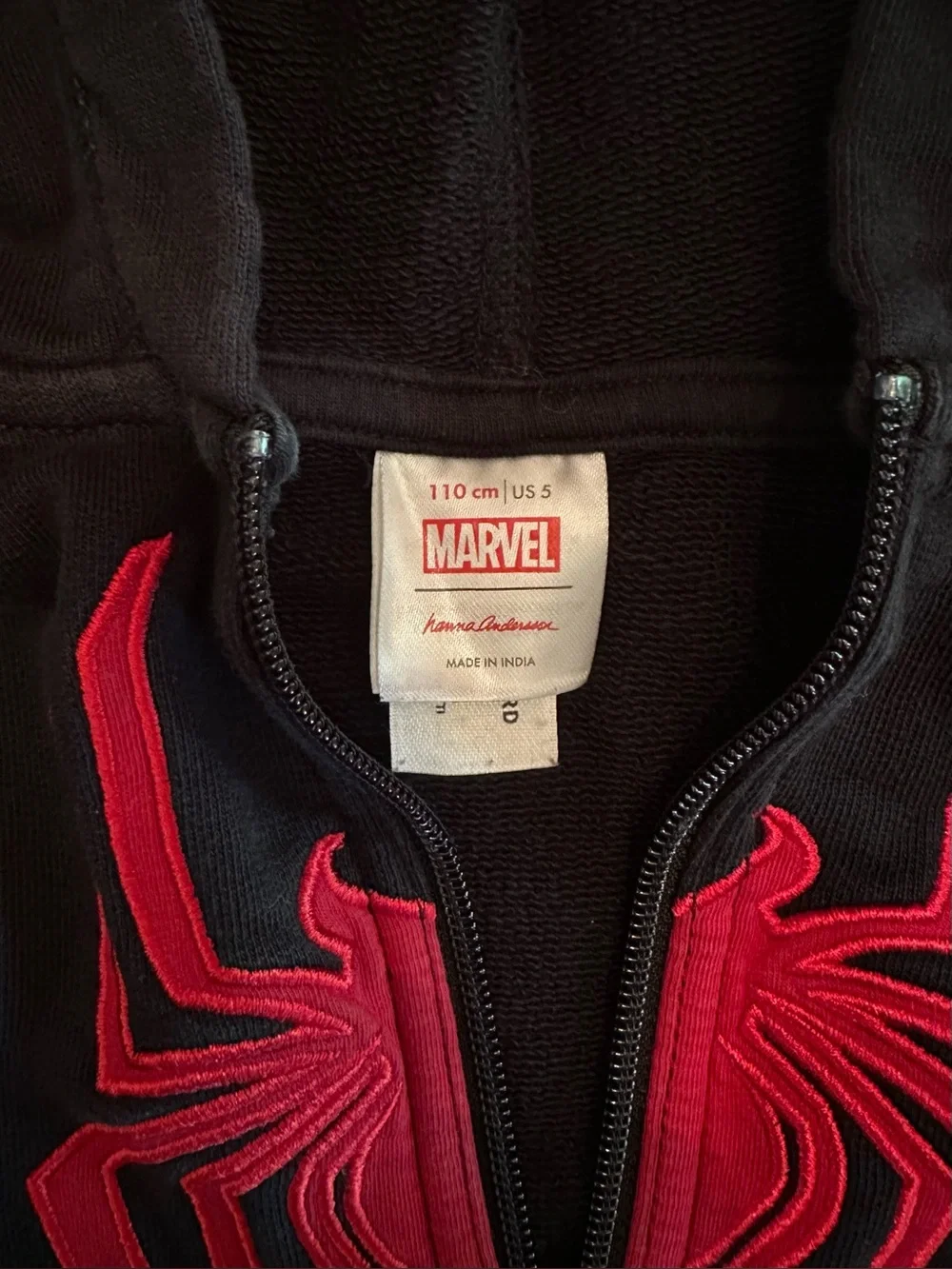 EUC Hanna Andersson Marvel Miles Morales French Terry Hoodie Size 5T.